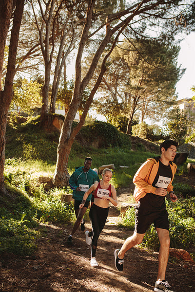People running in a cross country marathon race