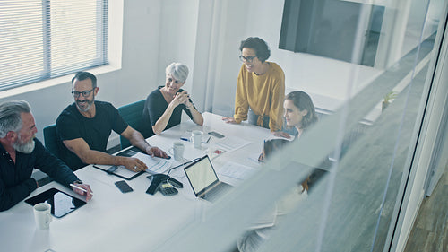 Business team applauding after a productive meeting