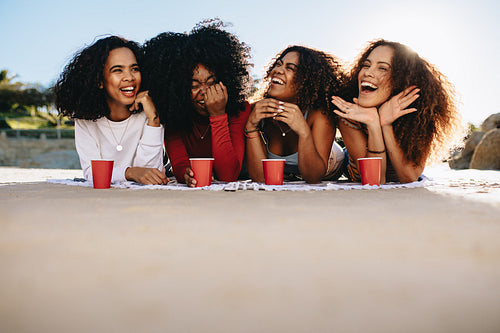 Girls hanging out at beach