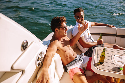 Friends partying in a yacht