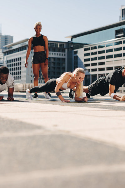 People exercising outdoors in the city