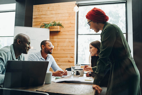 Group of diverse businesspeople having a meeting in a boardroom