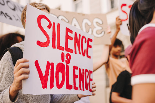 Youth activists marching against violence