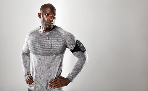 Handsome young african man looking at copy space