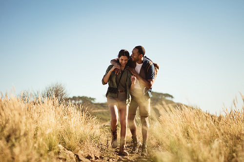 Couple enjoying a hiking trip