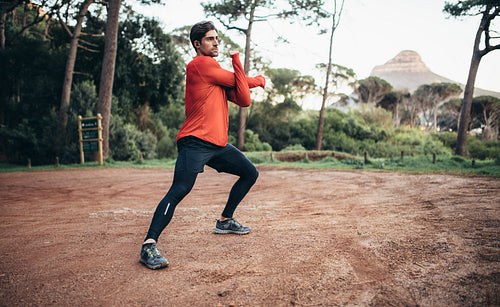 Man exercising in a park