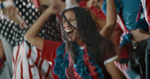 American sports fans celebrating victory
