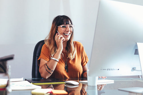Close up of a businesswoman working in office