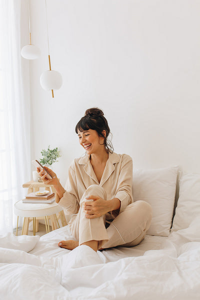 Woman doing video call on mobile phone