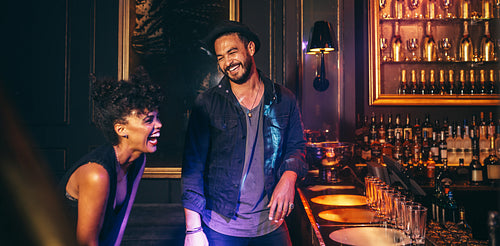 Young couple having fun in a club