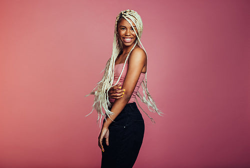 Portrait of happy african american woman