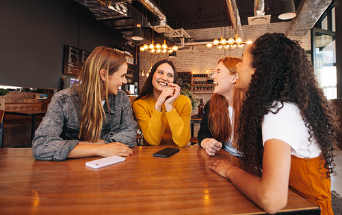 Girls reunion in a cafe