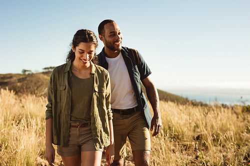 Couple enjoying a hiking trip