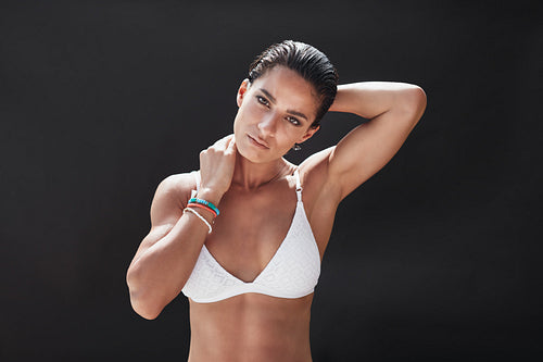 Young woman wearing lingerie