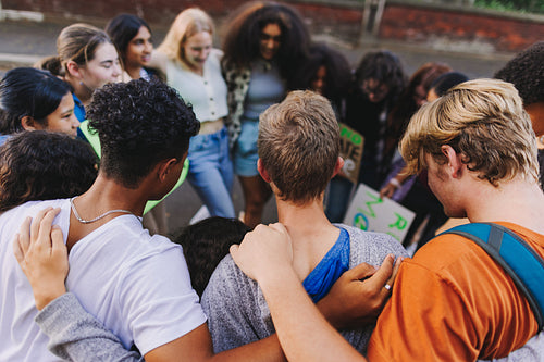 Diverse young people uniting against climate change