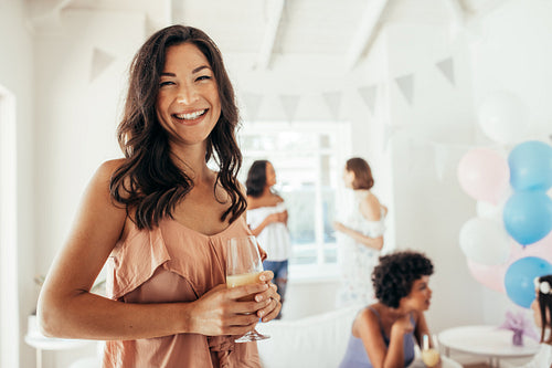 Woman during a baby shower party