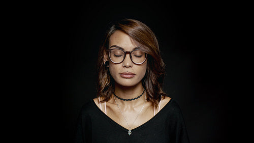 Beautiful african woman with eyes closed.