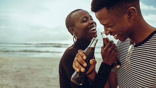 Loving couple at the beach on summer vacation