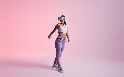 Woman having fun with virtual reality