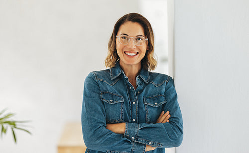 Portrait of a female independent contractor in her office
