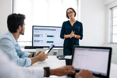 Woman making a presentation at work