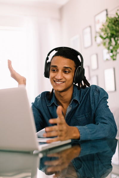 Black businessman on a video call