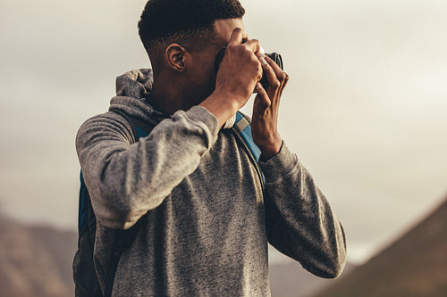 Capturing beautiful landscape in his camera