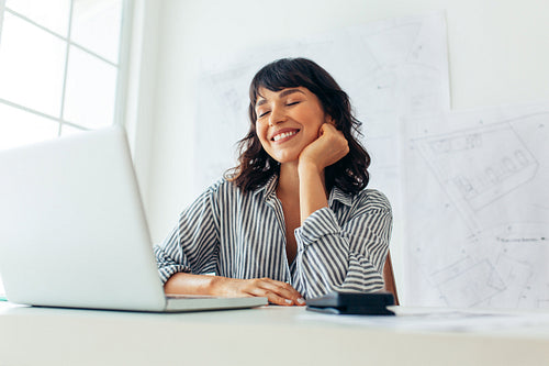 Portrait of smiling woman entrepreneur