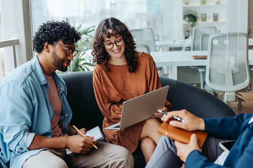 Business people collaborating on a creative project in the office