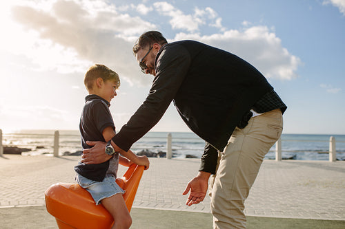 Father and son on vacation