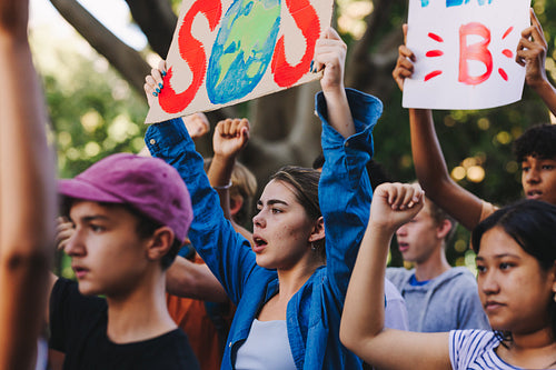 Teenagers campaigning to save planet earth