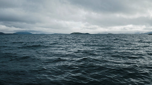 Cinematic aerial view of ocean