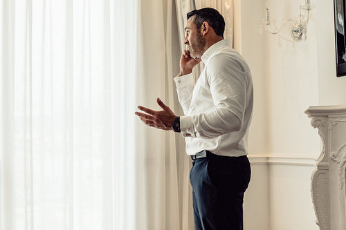 CEO having an important discussing over phone