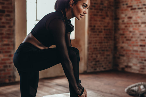 Woman about to start her fitness regime