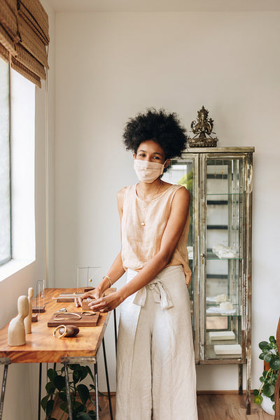Jewelry entrepreneur during pandemic in workshop