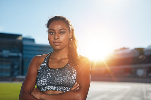 African female runner on race track