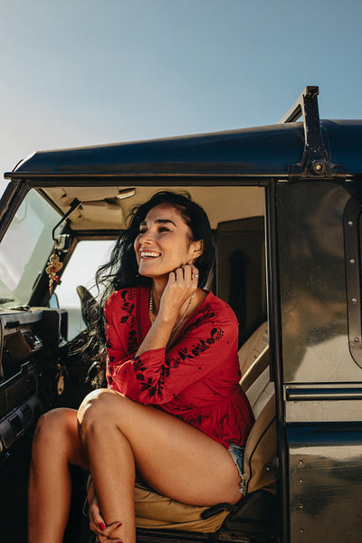 Woman on a road trip