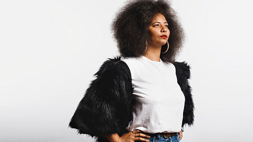 Woman in afro hairstyle