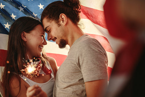 American couple celebrating independence day