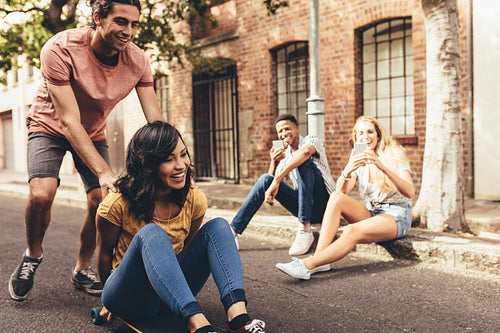 Group of friends enjoying outdoors