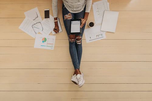 Businesswoman working at home