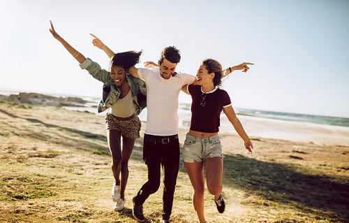 Group of friends enjoying themselves outdoors