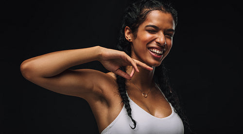 Monochrome portrait of a fit woman