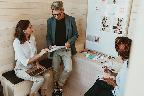 Business team discussing marketing strategy in office