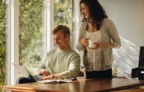 Couple staying at home in weekend