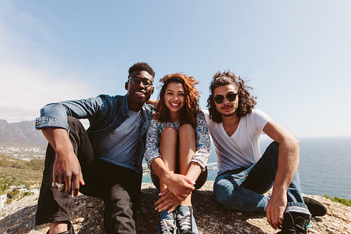 Group of friends on top of a mountain
