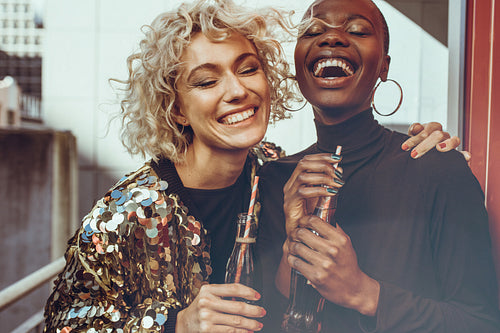 Laughing women friends enjoying themselves