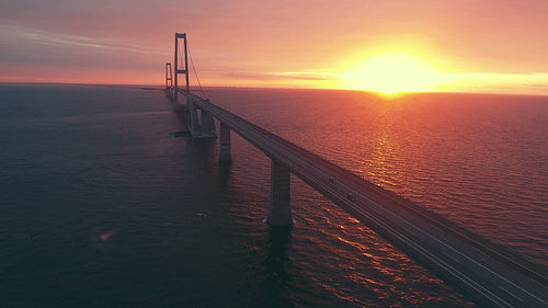 Long storebaelt bridge over sea