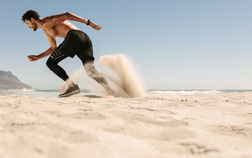Man running on the beach