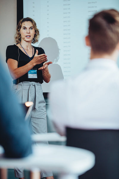 Public speaker at a conference